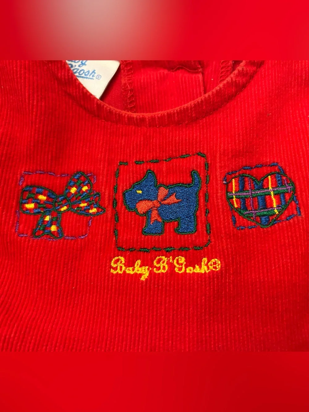 Vintage Baby B’Gosh Red Corduroy Jumper Dress Baby Girls 12 Mo Made in the USA